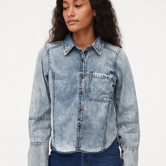 We The Free Tops - NWT We The Free People XS Denim Long Sleeve Button Up Shirt Top Blouse